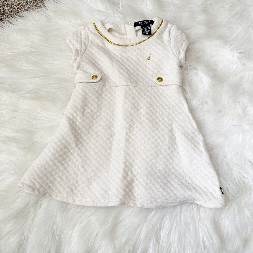 Elegant White Quilted Kids Dress